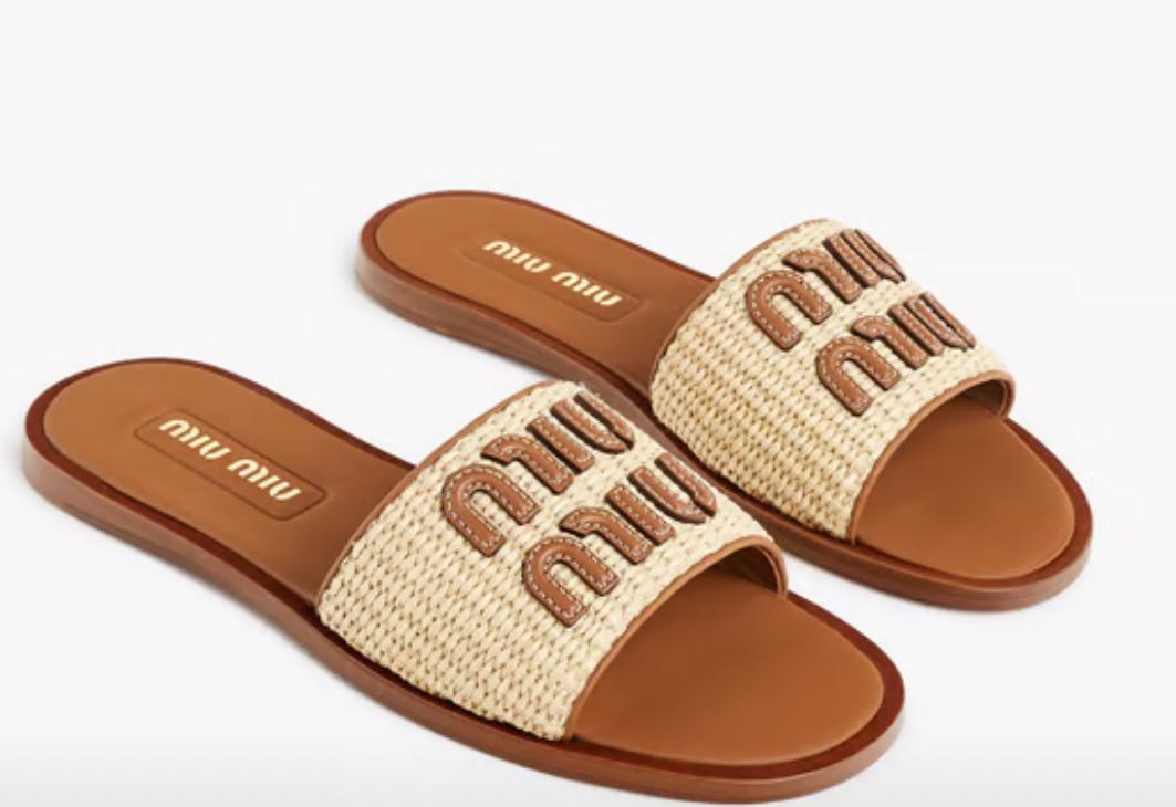 Mules Logo Raphia – Miu Miu